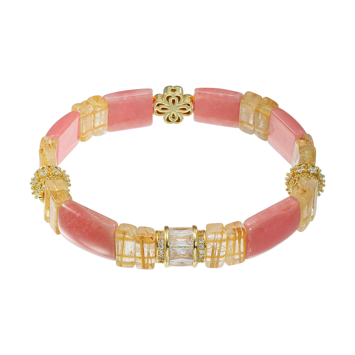 マイクローバー インカローズ＆ ゴールデンルチルクォーツ バングル