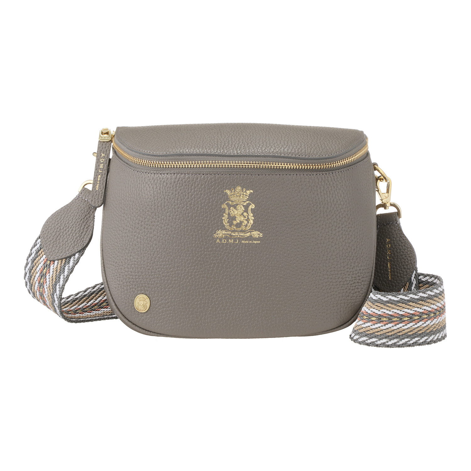 エーディーエムジェイ 牛革シュリンク型押し クロスボディバッグ