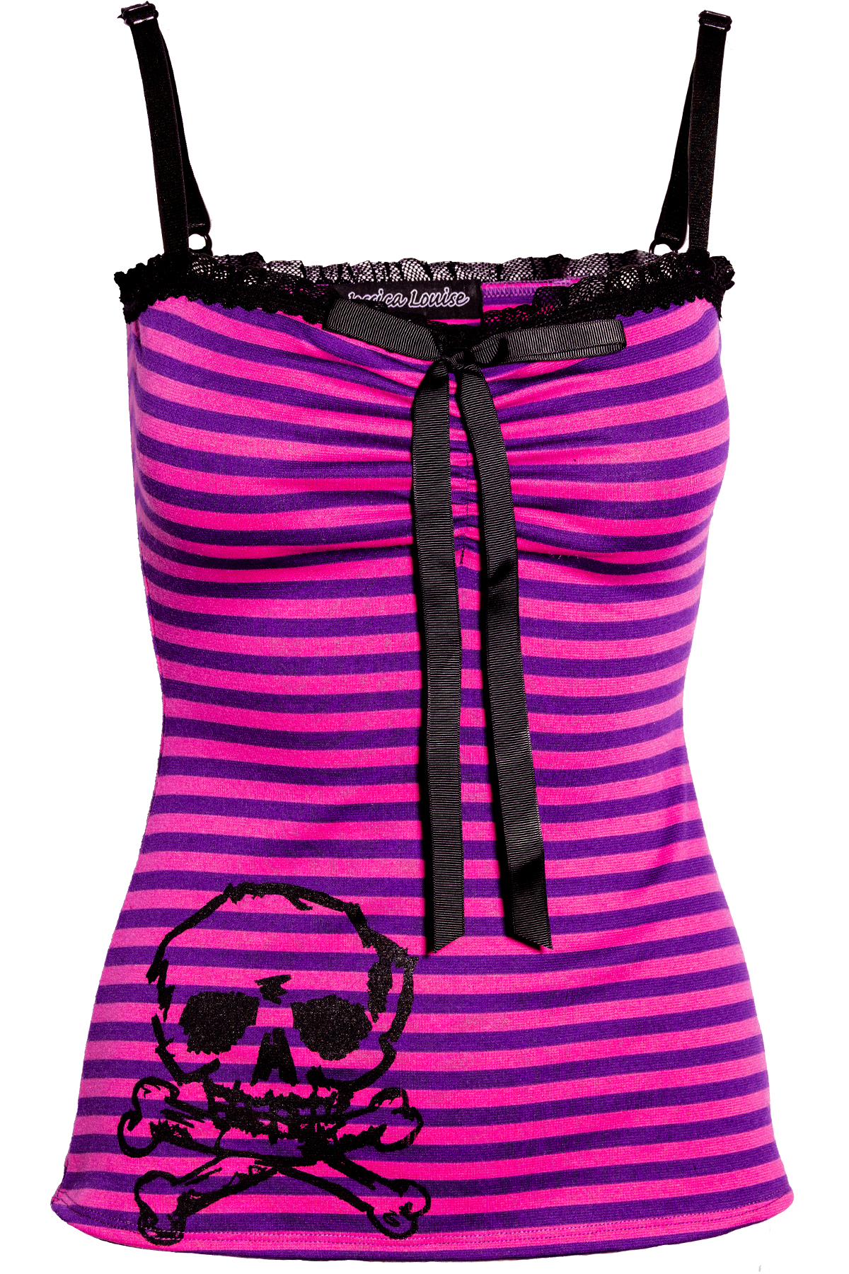 Avril Striped Skull Tank- skull tanks for women-Jessica Louise