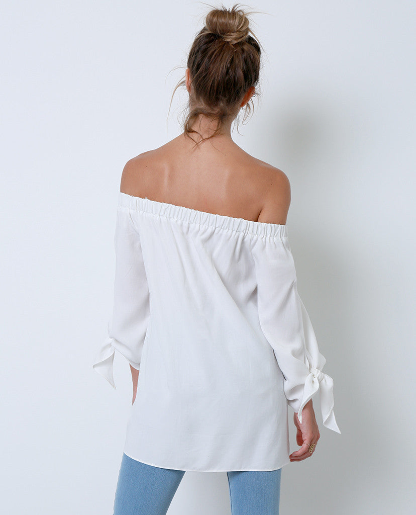 Have In Common Off-Shoulder Tunic Top - White – Piin | www