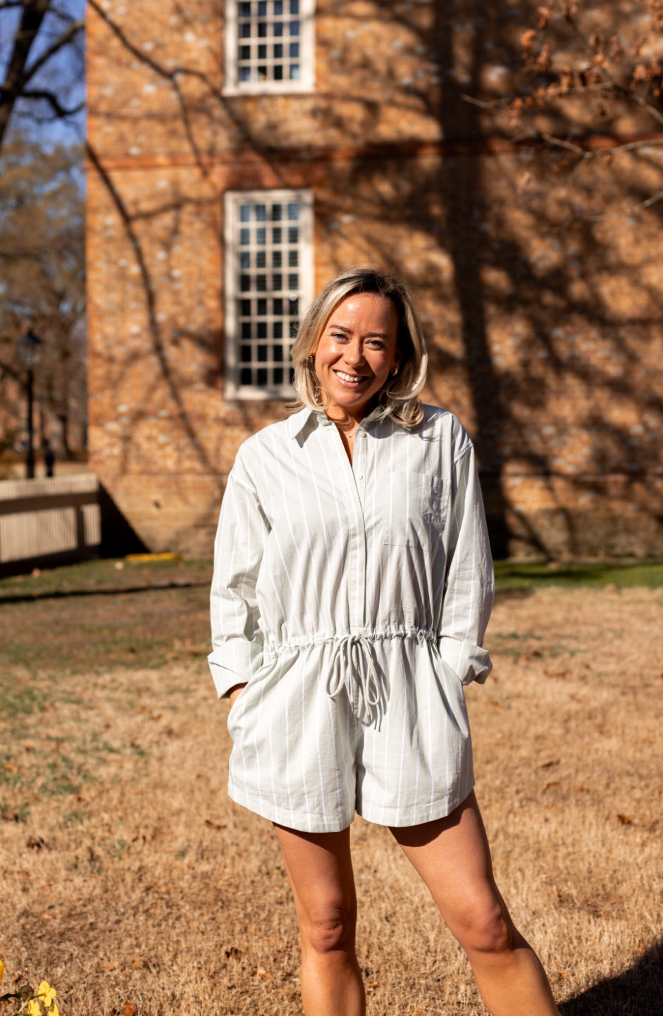 Amelie Romper | Pistachio Stripe - Three Sisters Boutique