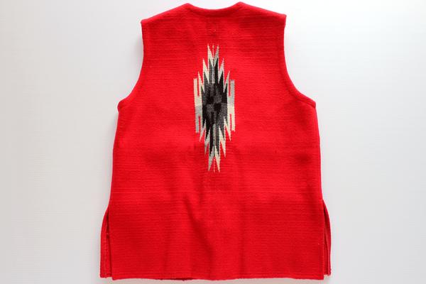 ORTEGA'Sオルテガ ネイティブ柄 チマヨ ラグ ベスト 赤 38 - Sixpacjoe