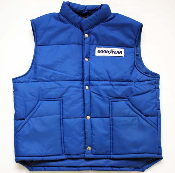 70s Swingster GOODYEAR パッチ付き 中綿入り レーシングベスト 青 L