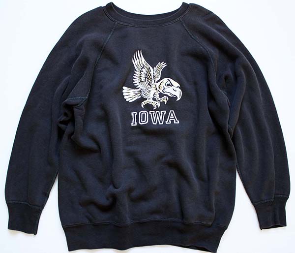 60s IOWA カラーフロッキープリント スウェット 黒 - Sixpacjoe Web Shop
