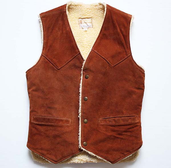 70s BERMAN ボアライナー スエードレザーベスト 36 - Sixpacjoe Web Shop