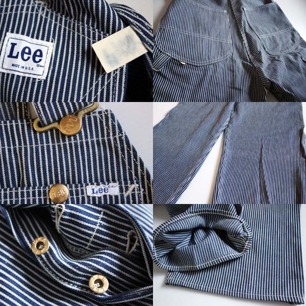 デッドストック☆70s USA製 Leeリー ヒッコリー オーバーオール w34