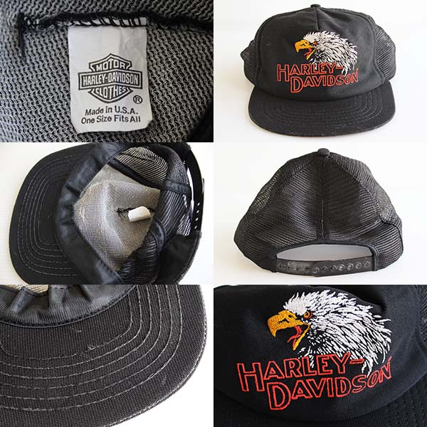 80s USA製 HARLEY-DAVIDSONハーレー ダビッドソン メッシュキャップ 黒