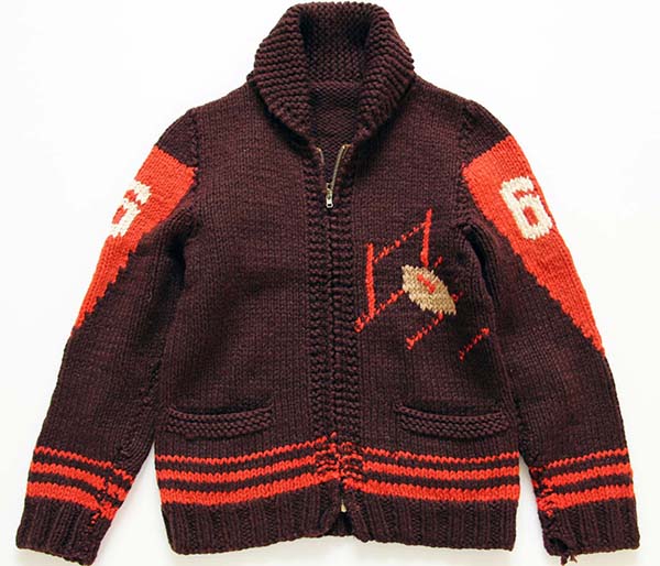 60s アメフト柄 ウール カウチンセーター - Sixpacjoe Web Shop