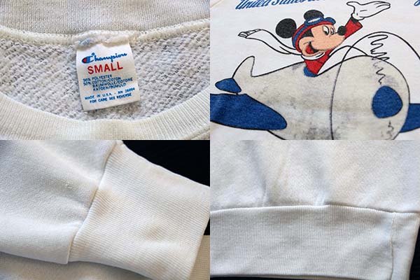 80s USA製 Championチャンピオン ミッキー マウス USAFA 染み込み