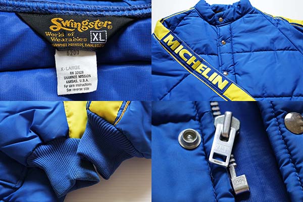 70s Swingster MICHELIN 中綿入り ナイロン レーシングジャケット 青