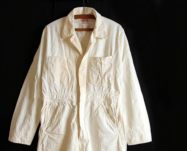 50s COWDEN HBT ヘリンボーンツイル オールインワン 生成り 36☆つなぎ