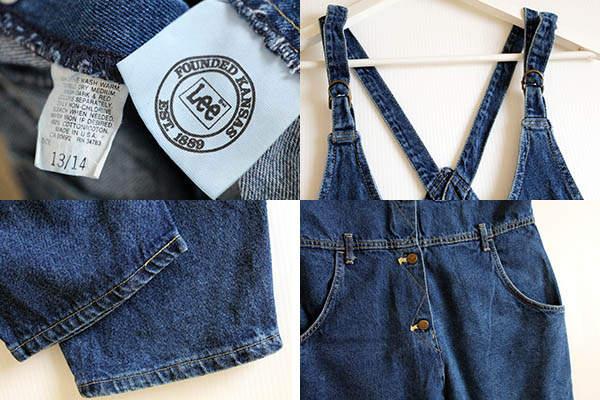 90s USA製 Leeリー デニム サロペット 13/14☆オーバーオール