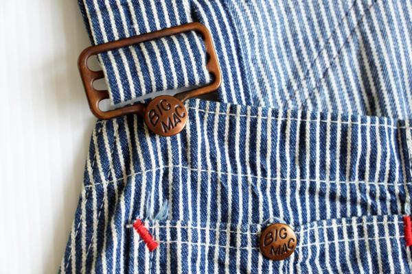 70s BIGMACビッグマック ヒッコリー ストライプ オーバーオール