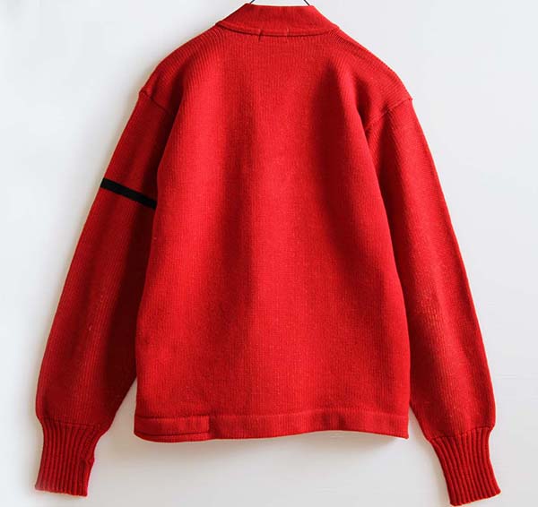 40s USA製 Wilsonウィルソン ウールニット レタードカーディガン 赤 40