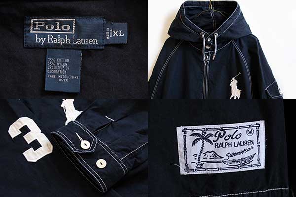 ポロ ラルフローレン ビッグポニー コットン×ナイロン パーカー 黒 XL