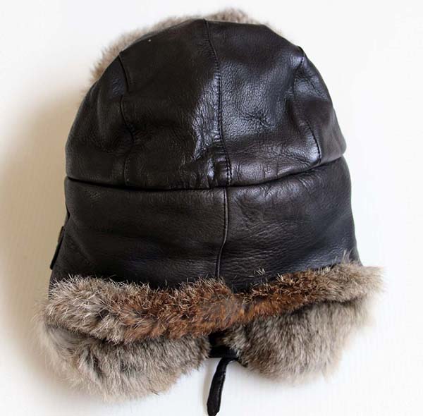 MAD BOMBER ラビットファー レザー フライトキャップ 焦げ茶 XL