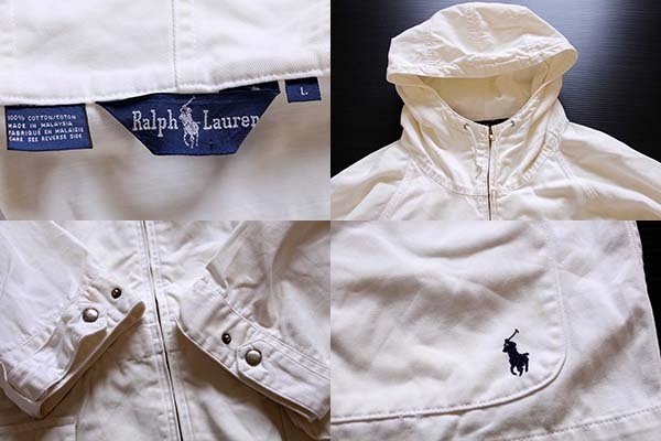 90s ラルフローレン コットンパーカー 白 L☆モッズコート - Sixpacjoe