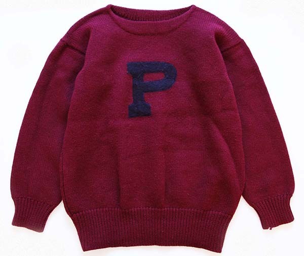 50s PEARSON フェルトパッチ付き ボートネック ローゲージ ウール