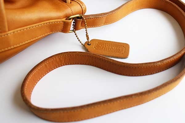 USA製 COACH オールド コーチ 巾着 レザー ショルダーバッグ 茶☆9746