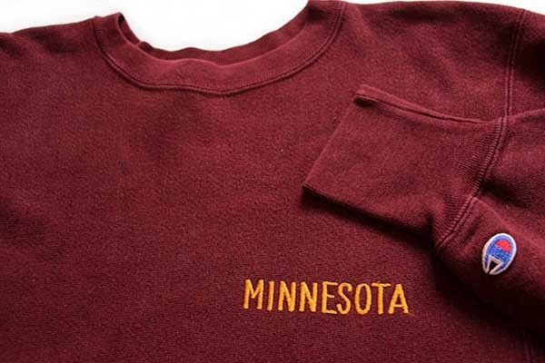 90s USA製 Championチャンピオン MINNESOTA刺繍 リバースウィーブ
