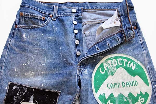 00s Levi'sリーバイス 501 パッチ&ペンキ加工 デニムパンツ w32