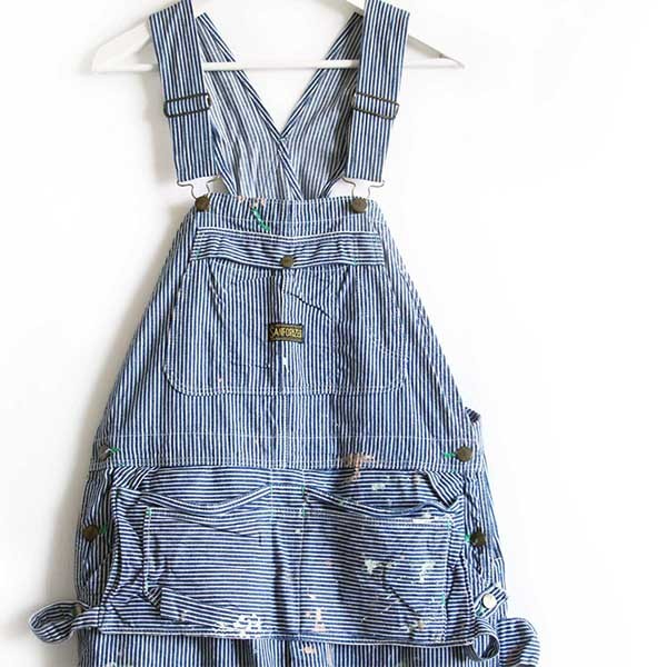 50s UNKNOWN エプロン付き ヒッコリー ストライプ オーバーオール