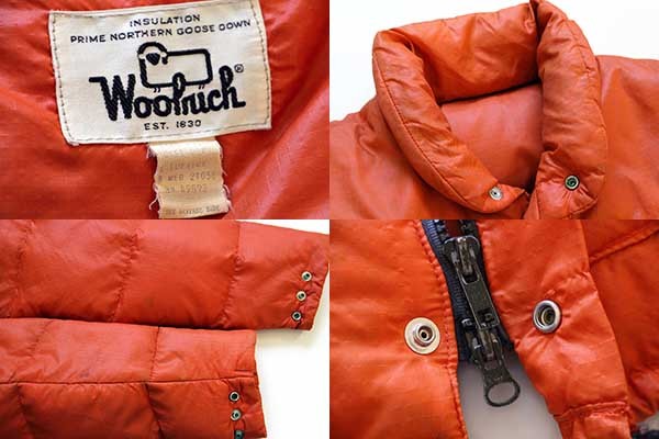 70s Woolrichウールリッチ ナイロン ダウンジャケット オレンジ M