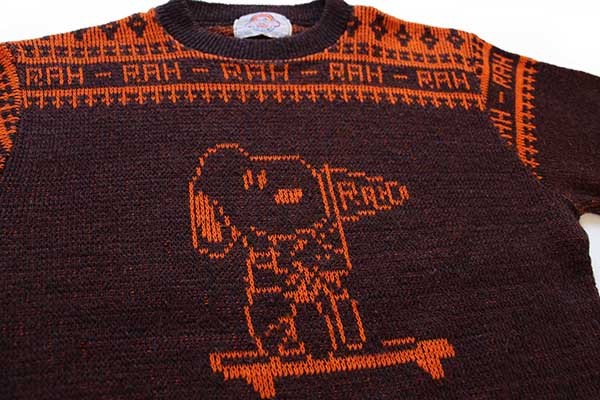 70s Arrow SNOOPY スヌーピー ウッドストック ジャガード アクリル