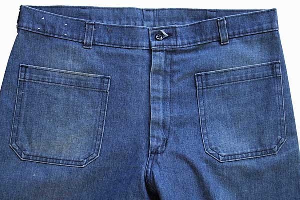 80s USA製 navdungaree ネーム刺繍 フレア デニム セーラーパンツ w36