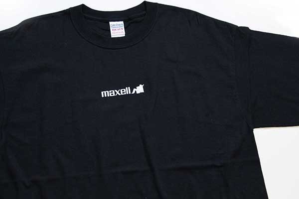 00s maxellマクセル ワンポイント ロゴ コットンTシャツ 黒 XL