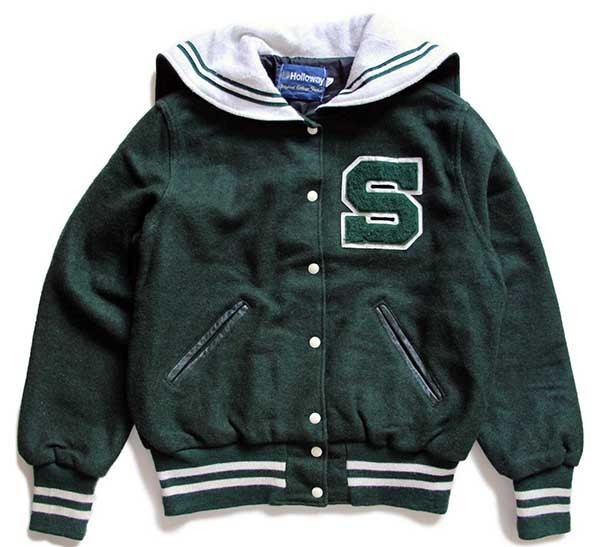 90s USA製 Holloway パッチ付き セーラーカラー メルトン ウール