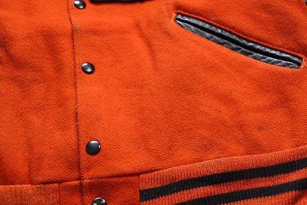 60s DeLONGデロング パッチ付き メルトン ウール 袖革スタジャン