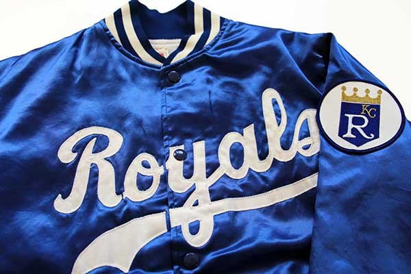 80s USA製 Felco MLB Royals パッチ付き ナイロンスタジャン 青