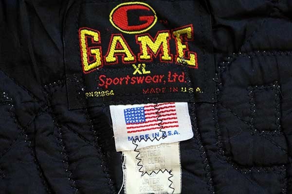 90s USA製 GAME SPORTSWEAR パッチ付き キルティングライナー メルトン