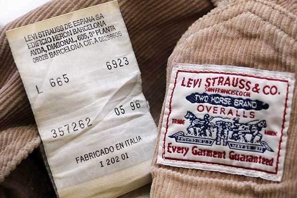 90s イタリア製 Levi'sリーバイス コットン コーデュロイ
