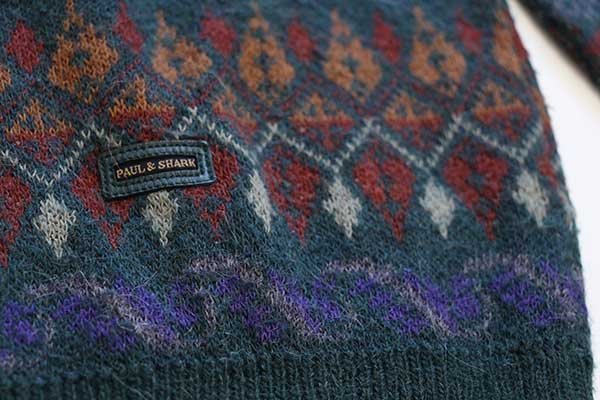 80s イタリア製 PAUL&SHARK フェアアイル柄 アルパカ×アクリルニット