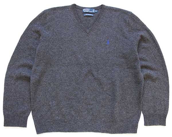ポロ ラルフローレン ワンポイント Vネック ラムウールニット セーター