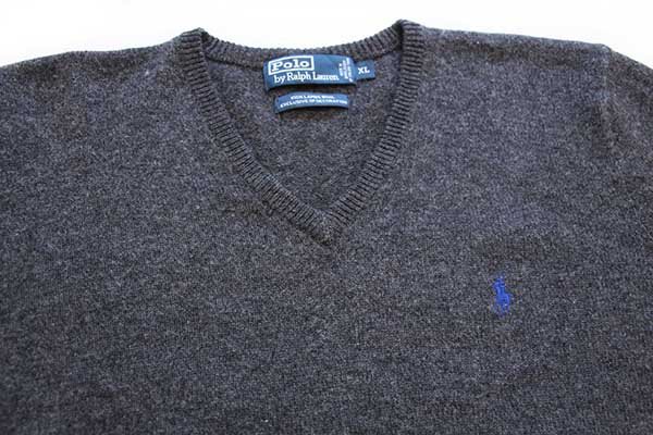 ポロ ラルフローレン ワンポイント Vネック ラムウールニット セーター