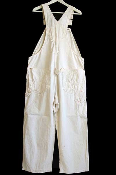 50s Burlington Overall 山ポケ コットン オーバーオール 生成り w42
