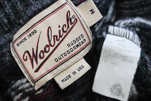 90s USA製 Woolrichウールリッチ ノルディック柄 ウールニット