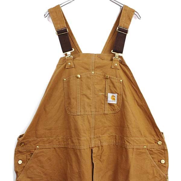 00s USA製 carharttカーハート ダック地 ダブルニー オーバーオール 茶