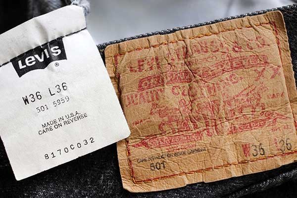 90s USA製 Levi'sリーバイス 501 ペンキ飛び 先染め ブラック デニム