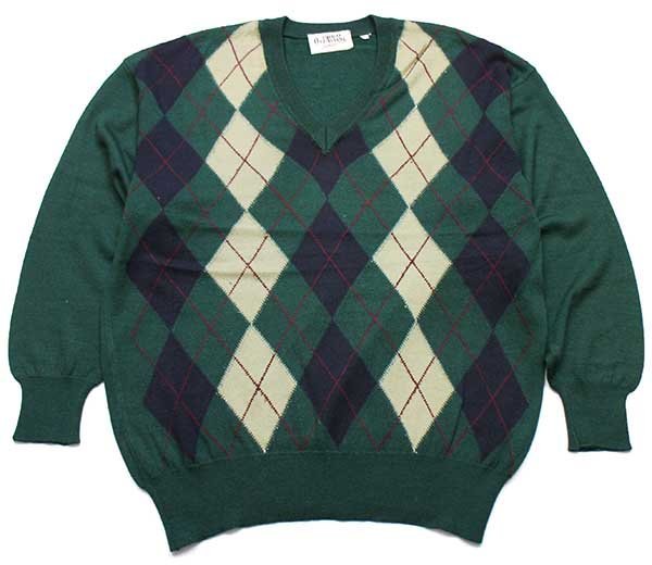 90s PAOLO OTTAVIANI アーガイル柄 Vネック メリノウール×アクリル