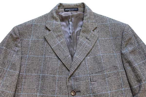 90s イタリア製 ポロ ラルフローレン グレンチェック 3つボタン ウール