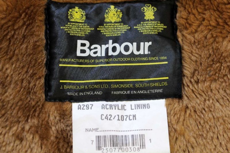 90s 英国製 Barbourバブアー A297 パイルライナー ボア ベスト