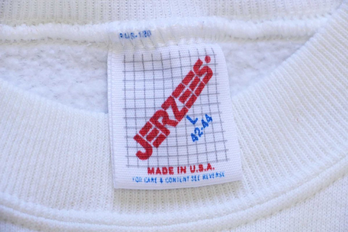 80s USA製 JERZEES 無地 スウェット 白 L☆ブランク RUSSELLラッセル