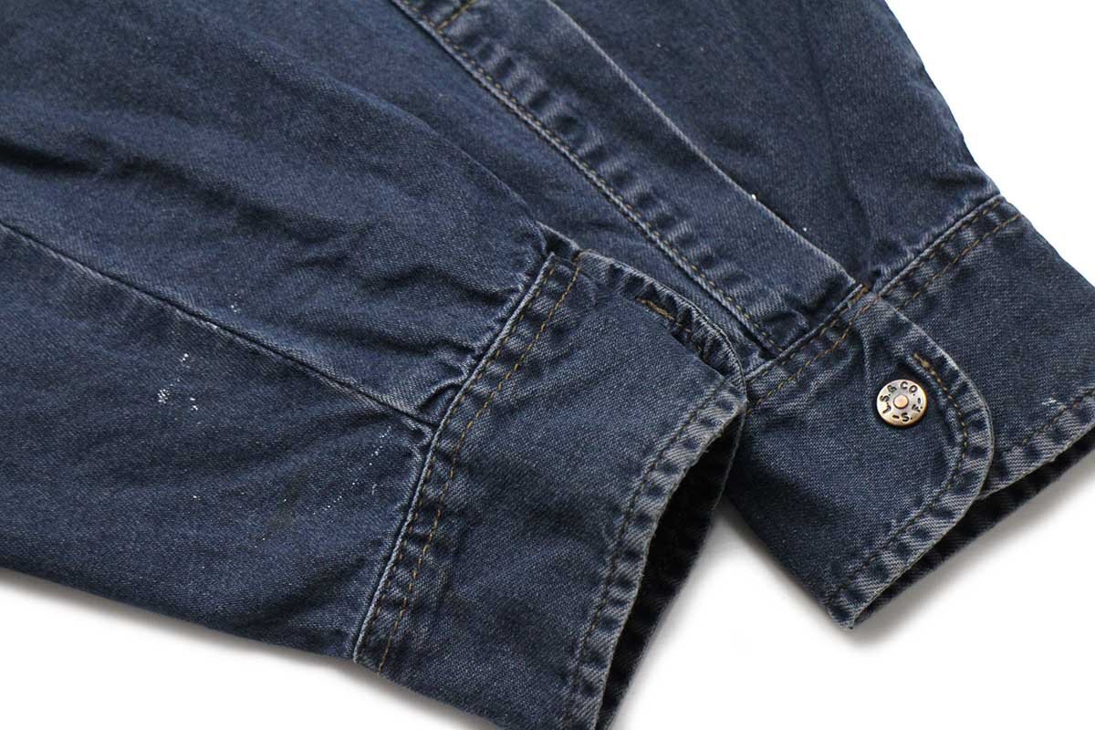 90s Levi'sリーバイス ペンキ飛び カラーデニム ウエスタンシャツ 後
