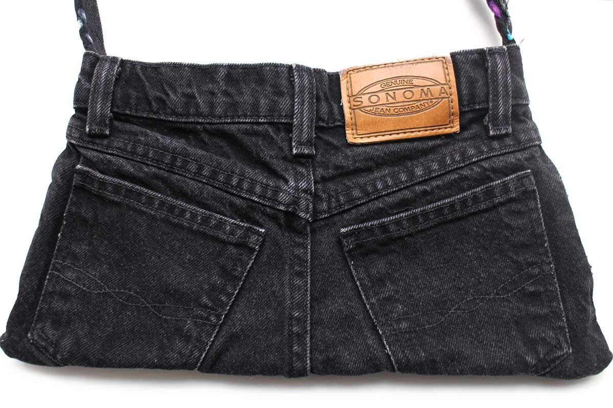 ハンドメイド リメイク SONOMA 足型 ポーチ付き ブラック デニム