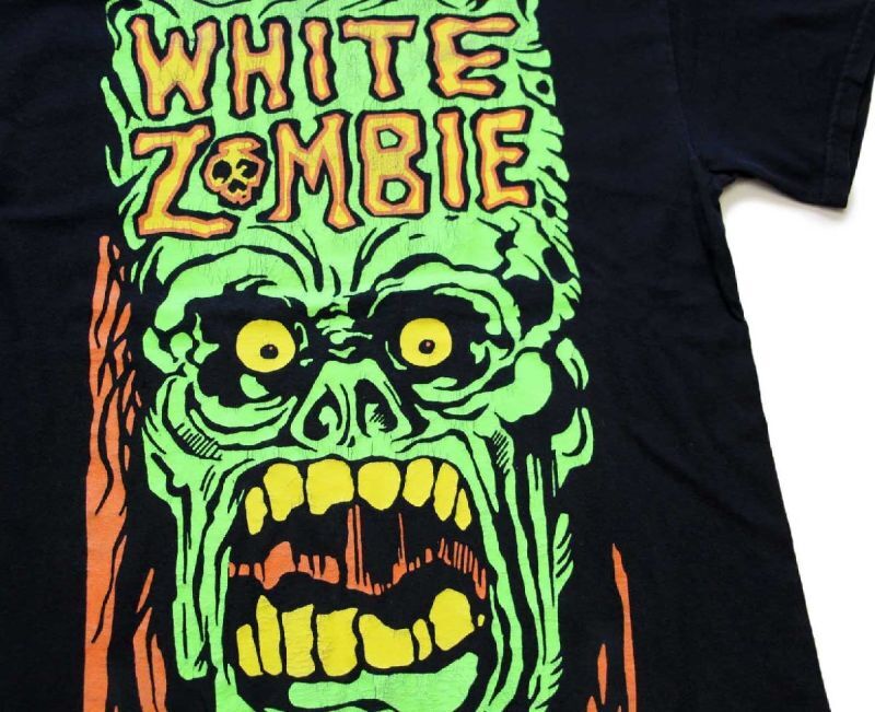 WHITE ZOMBIE ホワイトゾンビ 蛍光ひび割れプリント コットン バンドT