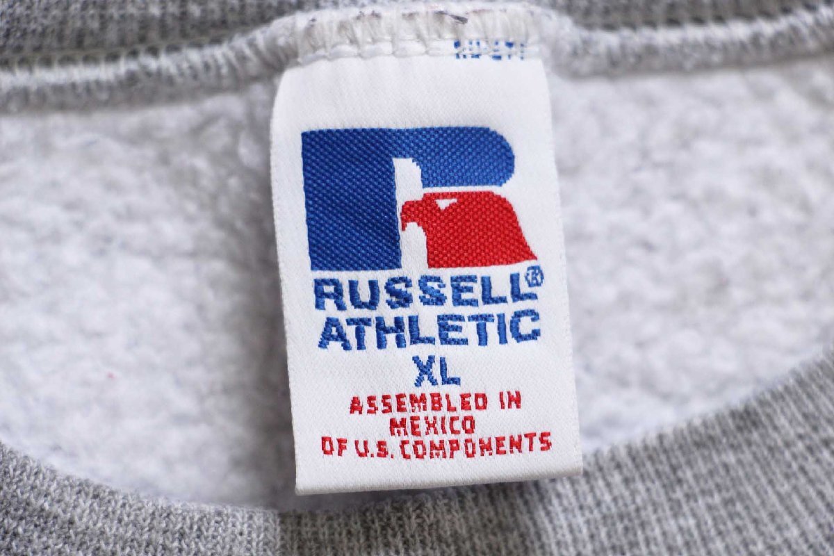 90s メキシコ製 RUSSELLラッセル 無地 前V スウェット 杢グレー XL